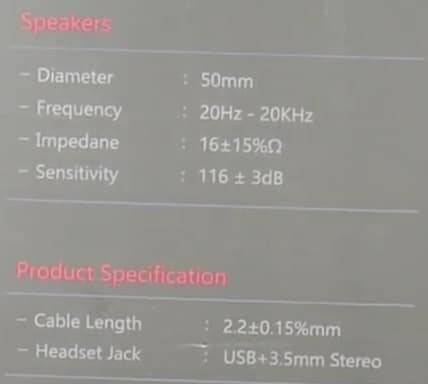 Runmus K2 Headset Review 4 Tech specs 2